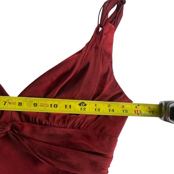 Vintage Formal Red Silk Bias Cut Gown 4 90s Y2K Whimsygoth Vamp She's All That - Picture 13 of 15